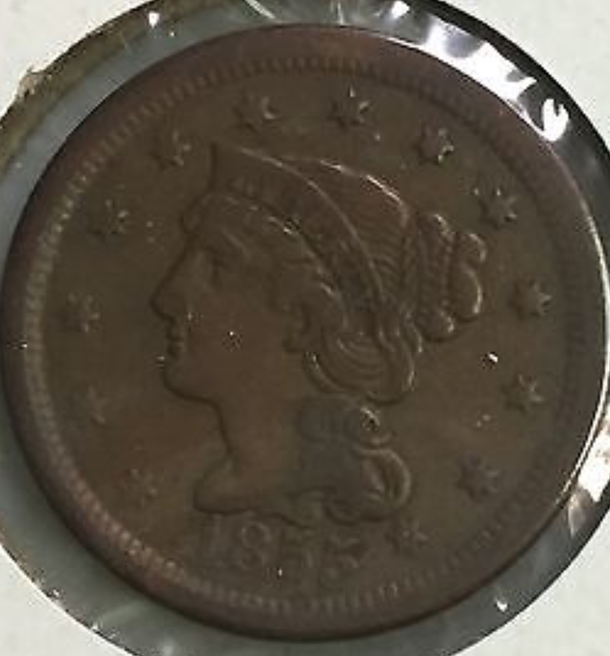 1855-Large-Cent,-Has-It-Been-Cleaned?-Estimated-Grade?